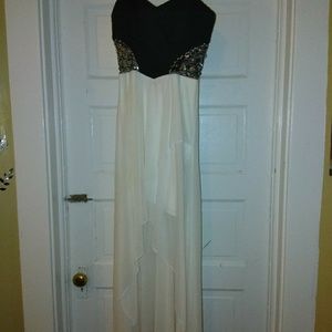 High low black and white dress